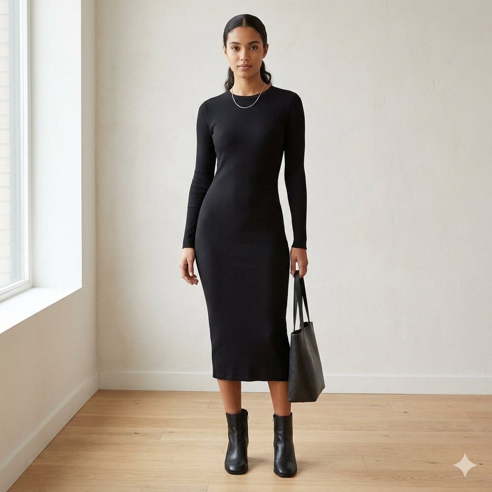 POPULAR 21 Black Bodycon Maxi Dress Size Medium